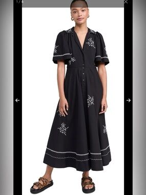 THE GREAT. The Bridge Dress With Hanky Embroidery. Size 0/XS NWOT
